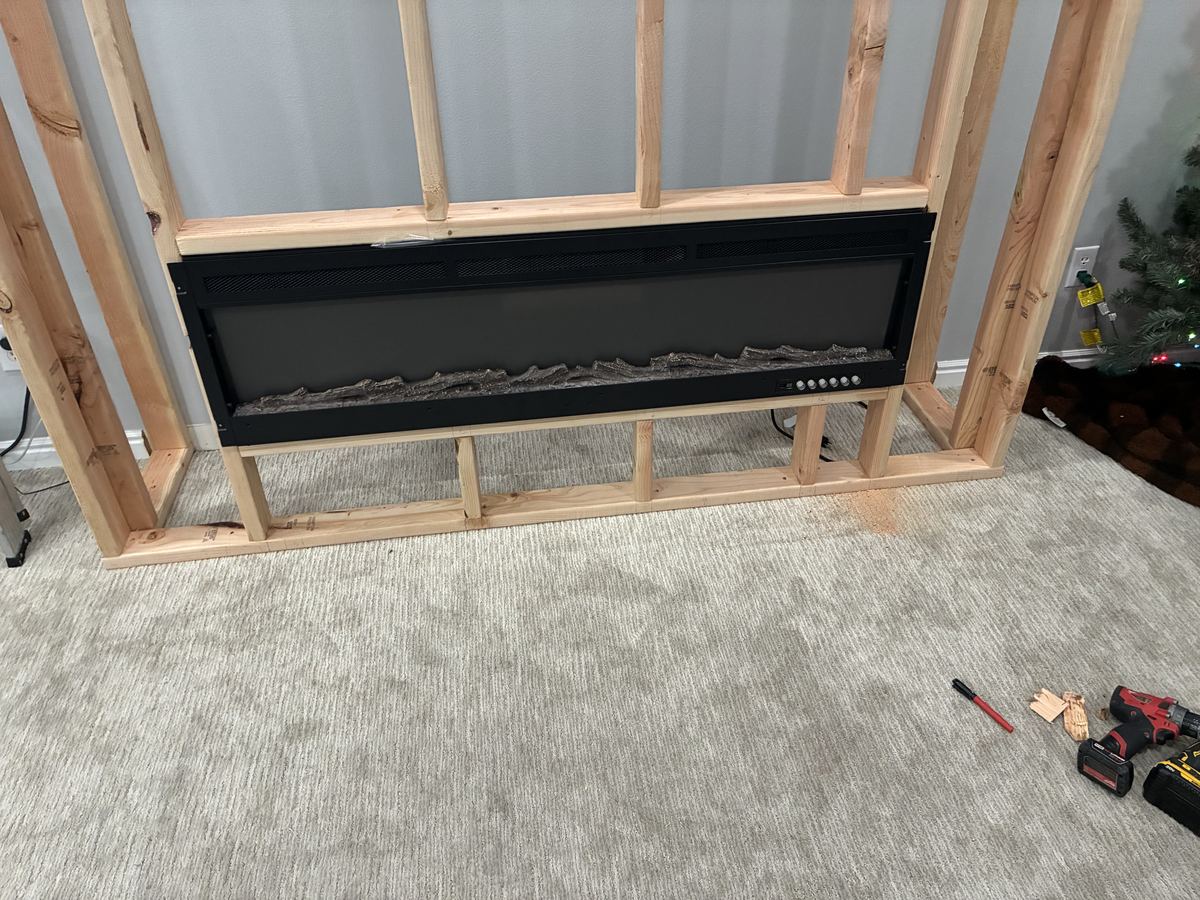 Fireplace insert in the frame